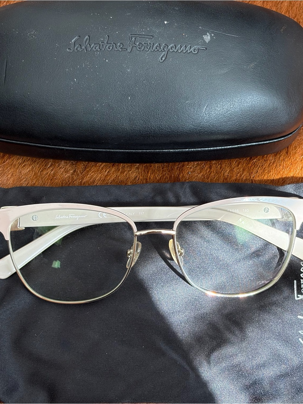 Salvatore Ferragamo Women's Silver and White Metal Frame Glasses